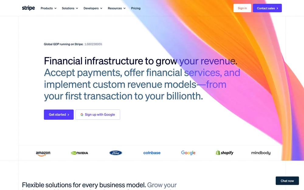 Stripe landing page